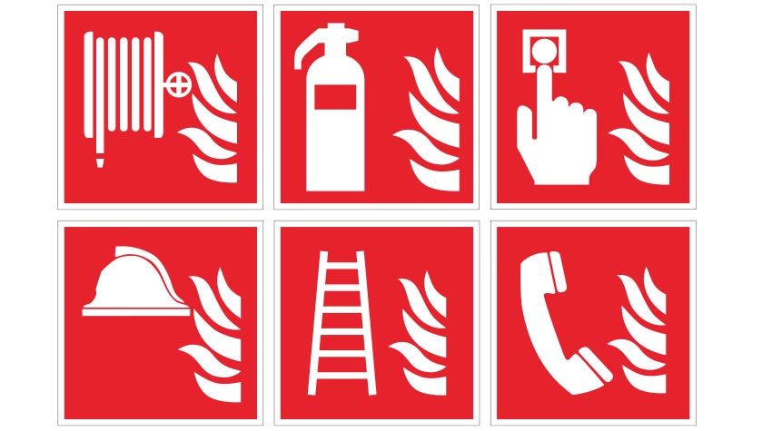 Brandschutzzeichen sind rot und müssen auch im dunkeln sichtbar sein. © Shutterstock, Photoonlife